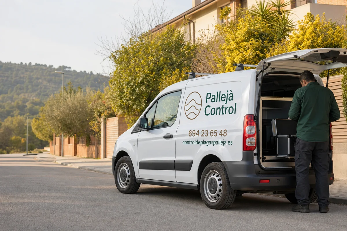 Técnico durante una inspección de control de plagas